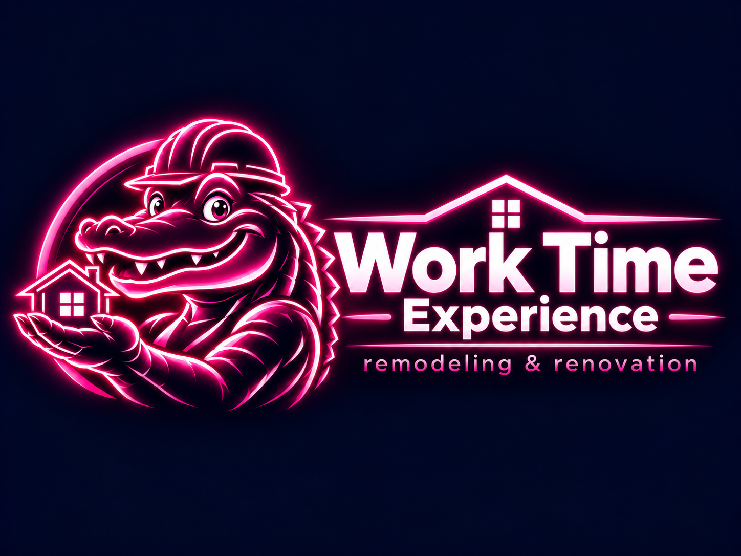 Work Time Experience horizontal pink neon logo